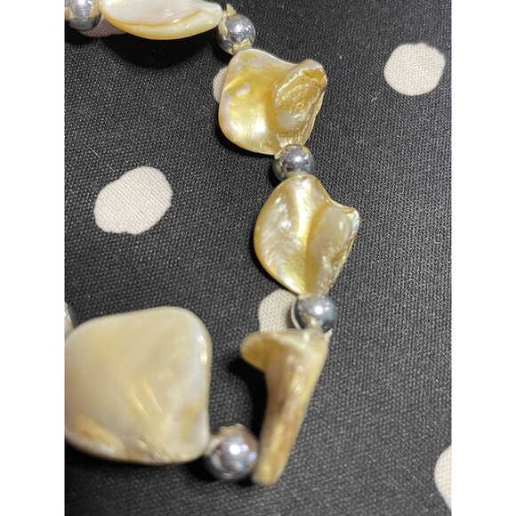 shell beaded stretch bracelet silver beads boho beach - Picture 4 of 7